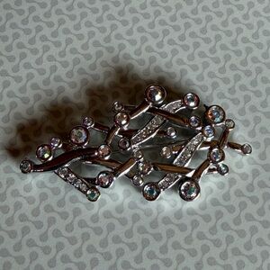 Elegant Silver Brooch with Crystal Accents